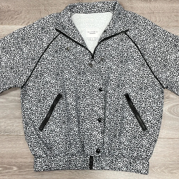 NWOT Anthropologie Allfenix All Fenix Leopard Print White Black Crop Jacket L - Picture 4 of 16